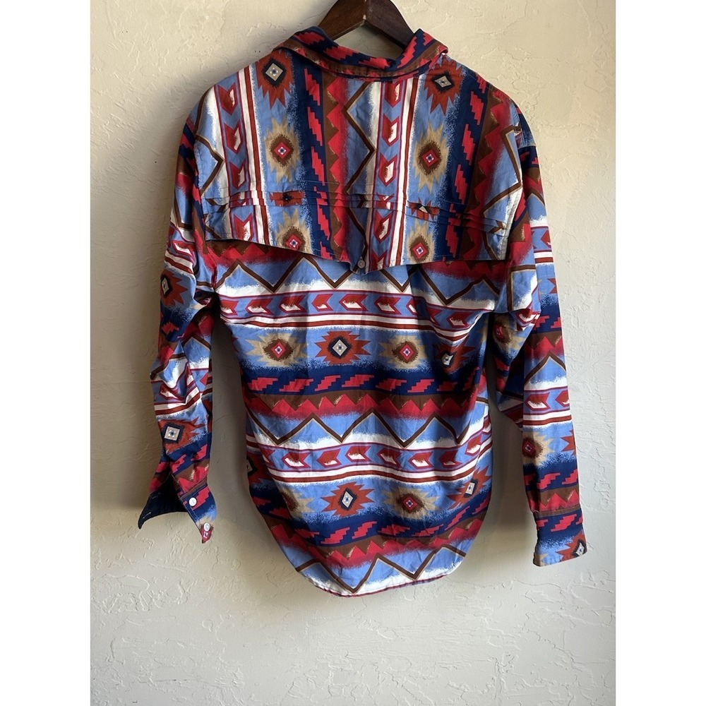 Vintage 90s Pecos Blue Western Button‎ Up Shirt M Southwestern Rodeo Cowgirl - Picture 2 of 8